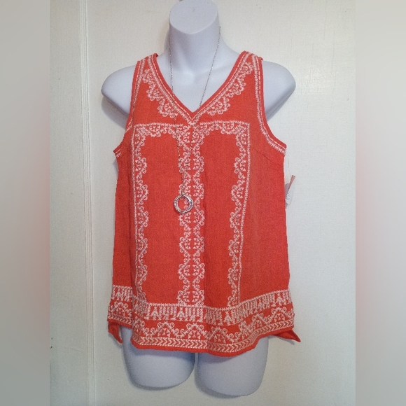 THML Tops - 🌺BUNDLE ONLY🌺 THML Orange Embroidered Tank Top